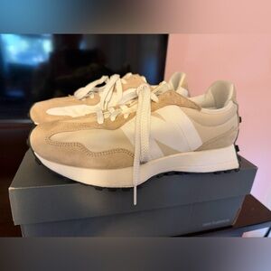 New Balance 327 - Neutral Beige & White Suede Sneakers